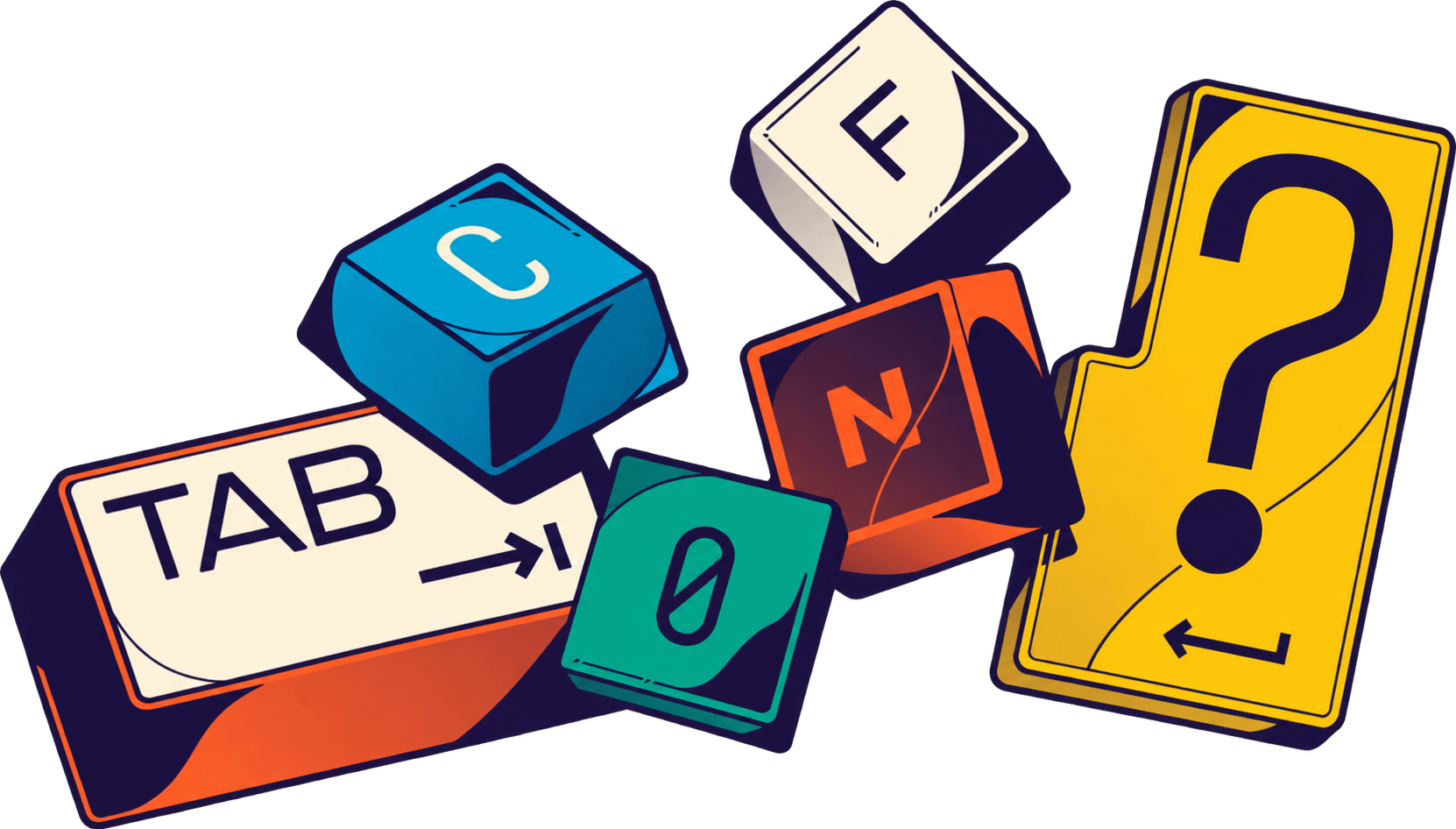 TABCONF keycap artwork with a question mark on the yellow key, asking for another edition.